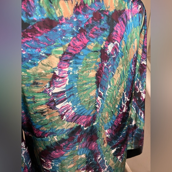 DANA BUCHMAN NWOT $54 ELECTRIC MIX LYONS BEADED BLOUSE TUNIC KIMONO SIZE XL - Picture 11 of 12